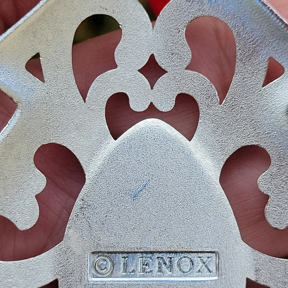 Lenox Silver-tone Christmas Tree Ornament ~ Teal Embellishment ~ GUC ~ Pretty!